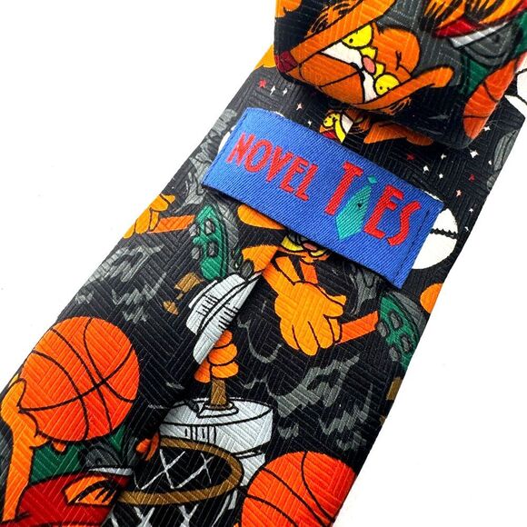 Novel Ties Garfield Tie Men's Black Orange Cartoon Novelty Necktie - Picture 3 of 3